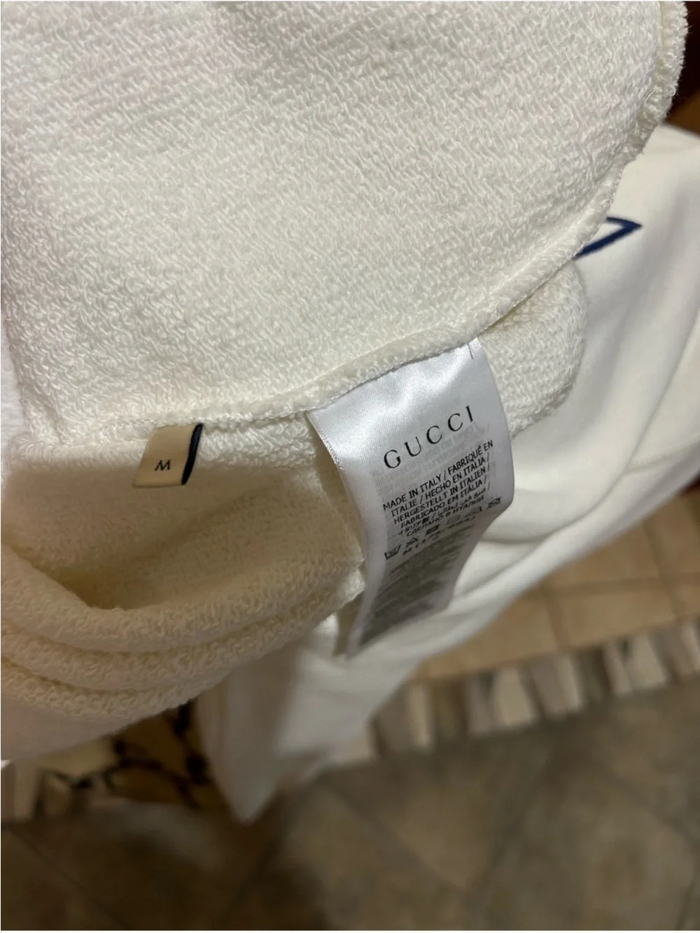 Men’s Gucci jersey cotton, GG hooded sweatshirt size medium, made in Italy